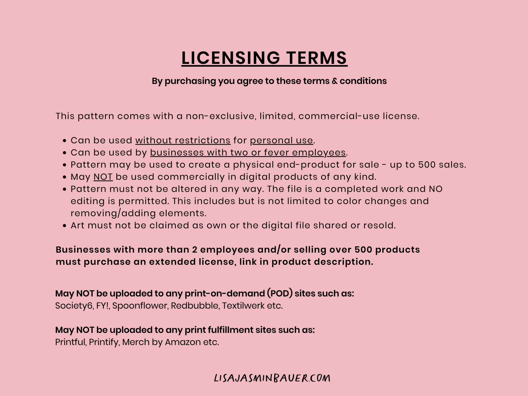 Lisa Jasmin Bauer Terms of use