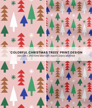 Nahtloses Muster Colorful Christmas Trees rosa