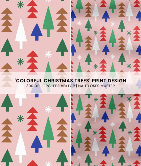 Nahtloses Muster Colorful Christmas Trees rosa