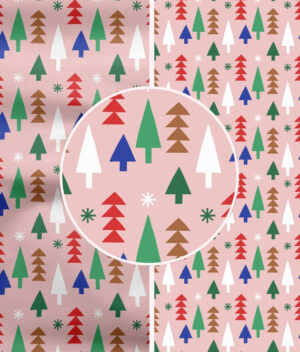 Nahtloses Muster Colorful Christmas Trees rosa – Bild 3