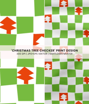 Nahtloses Muster Christmas Tree Checker gruen